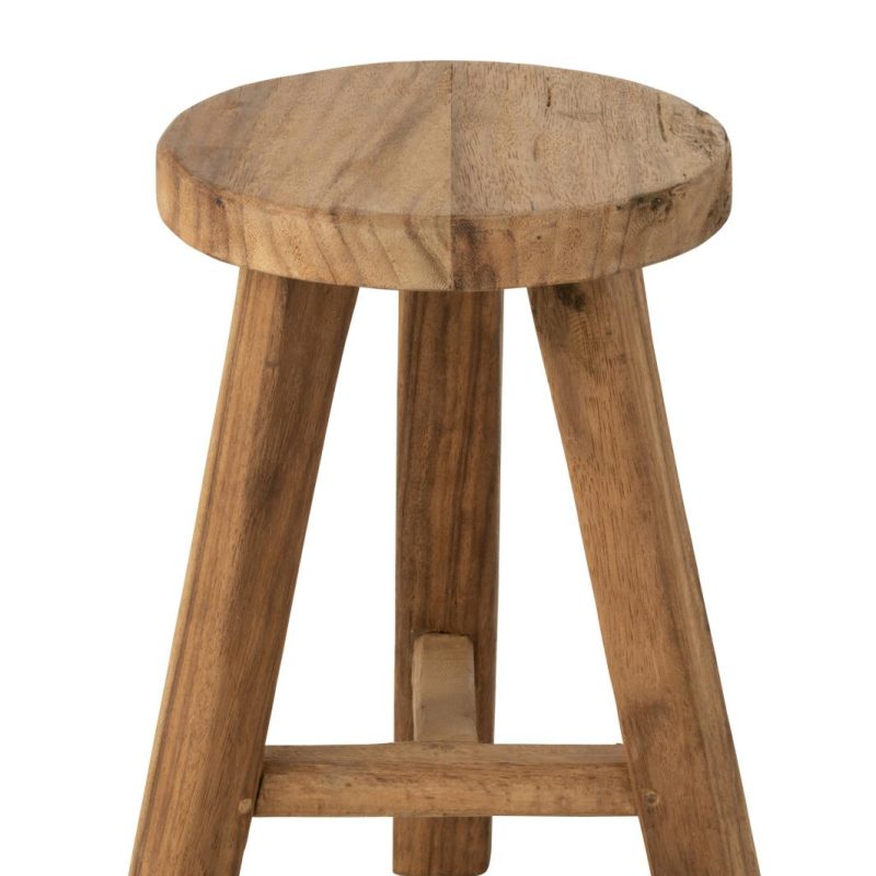 Tabouret rond teck recycle naturel