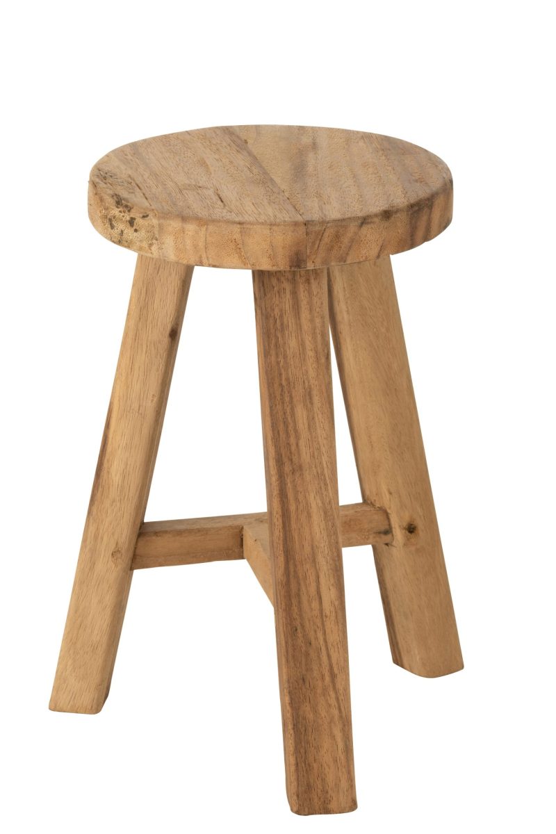 Tabouret rond teck recycle naturel - Image 2