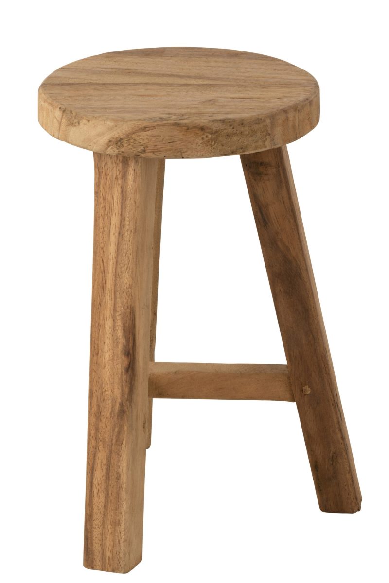 Tabouret rond teck recycle naturel - Image 3
