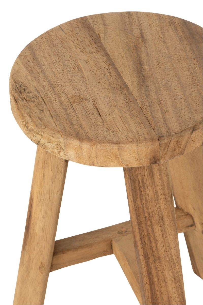 Tabouret rond teck recycle naturel - Image 5