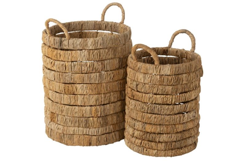 Set de 2 paniers cylindres jacinthe d'eau naturel