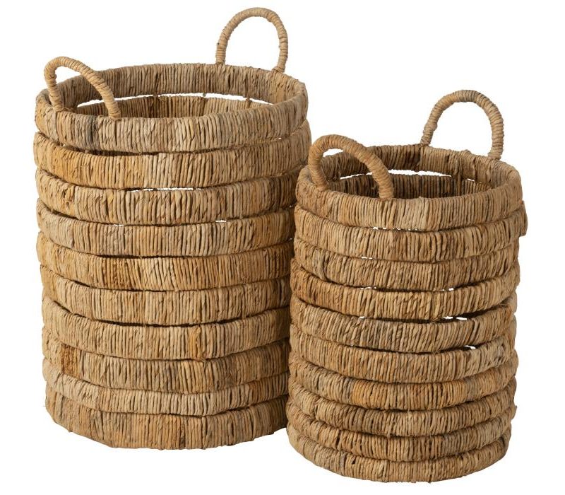 Set de 2 paniers cylindres jacinthe d'eau naturel