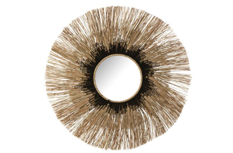 Miroir melissa paille naturel/noir large