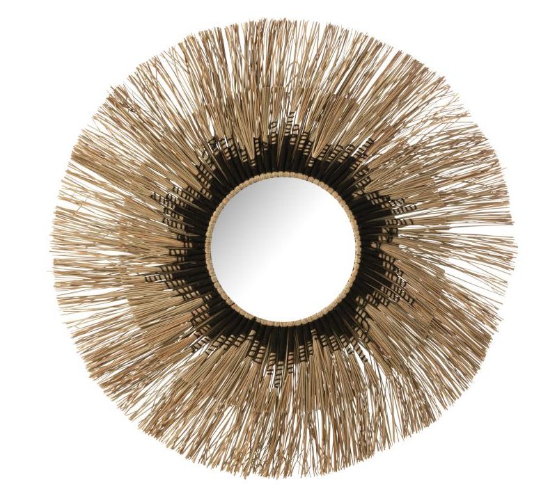 Miroir melissa paille naturel/noir large