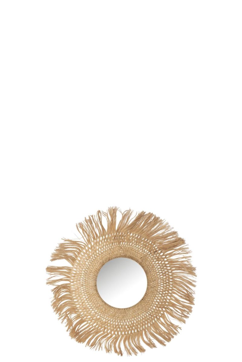 Miroir rond feuille de bananier naturel small