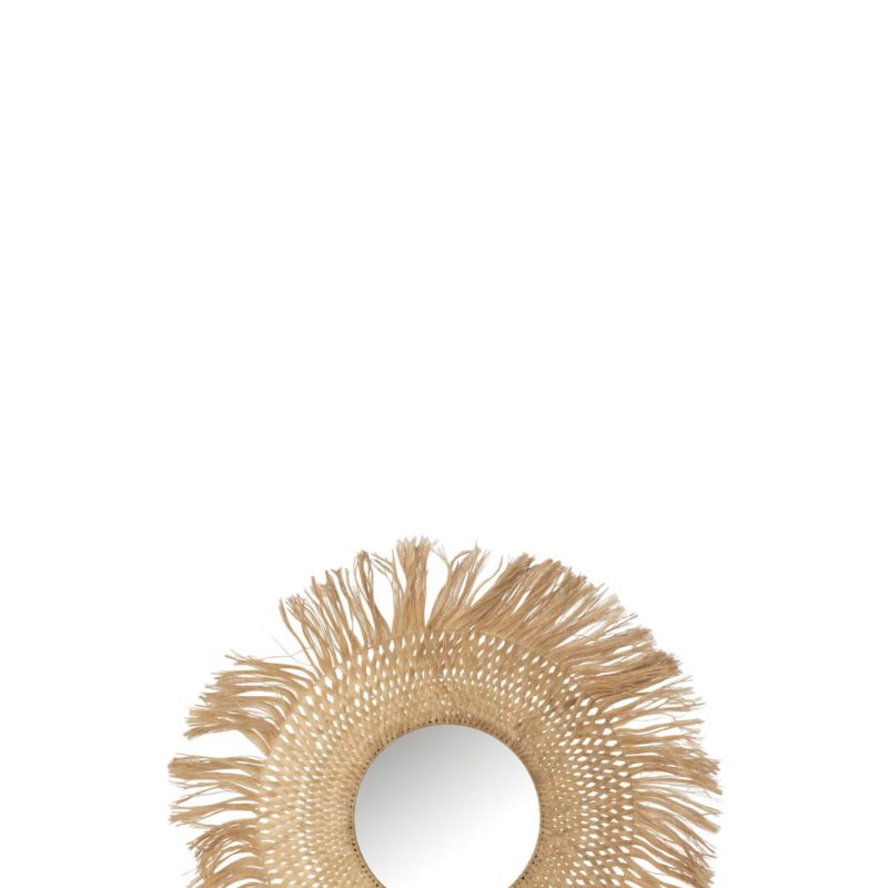 Miroir rond feuille de bananier naturel small