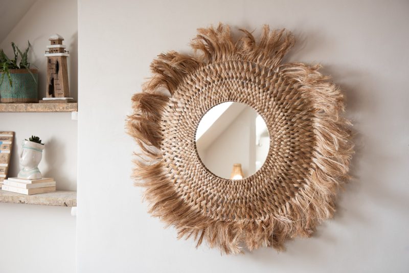 Miroir rond feuille de bananier naturel small - Image 3