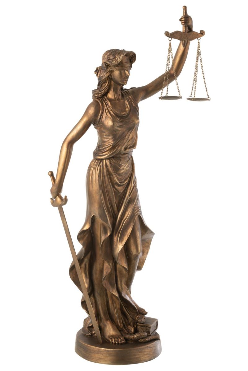 Femme justice resine cuivre large