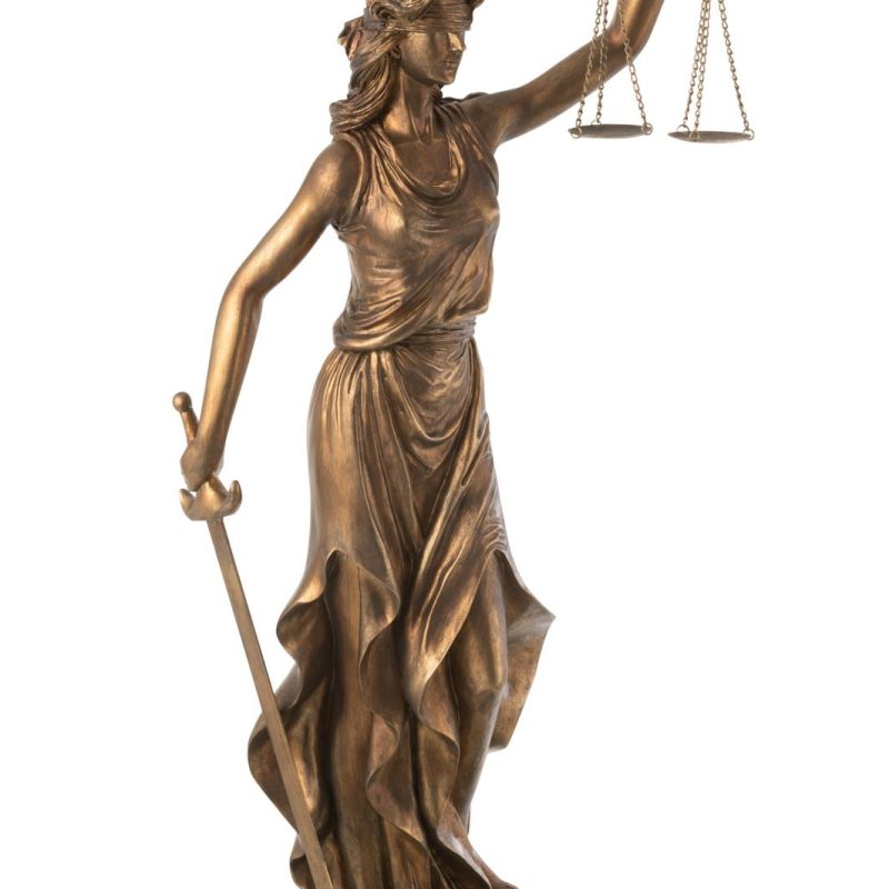 Femme justice resine cuivre large