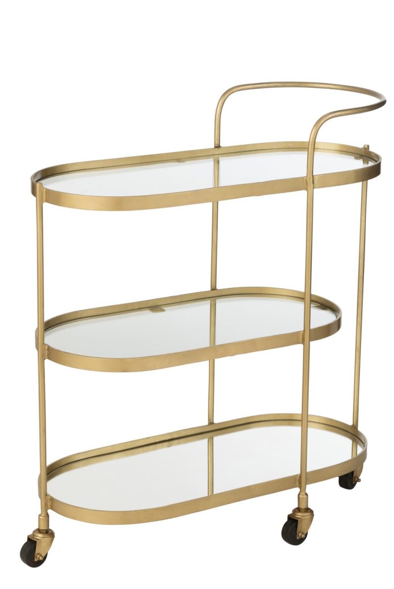 Desserte ovale metal/miroir or