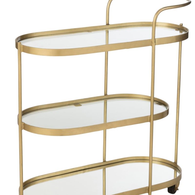 Desserte ovale metal/miroir or