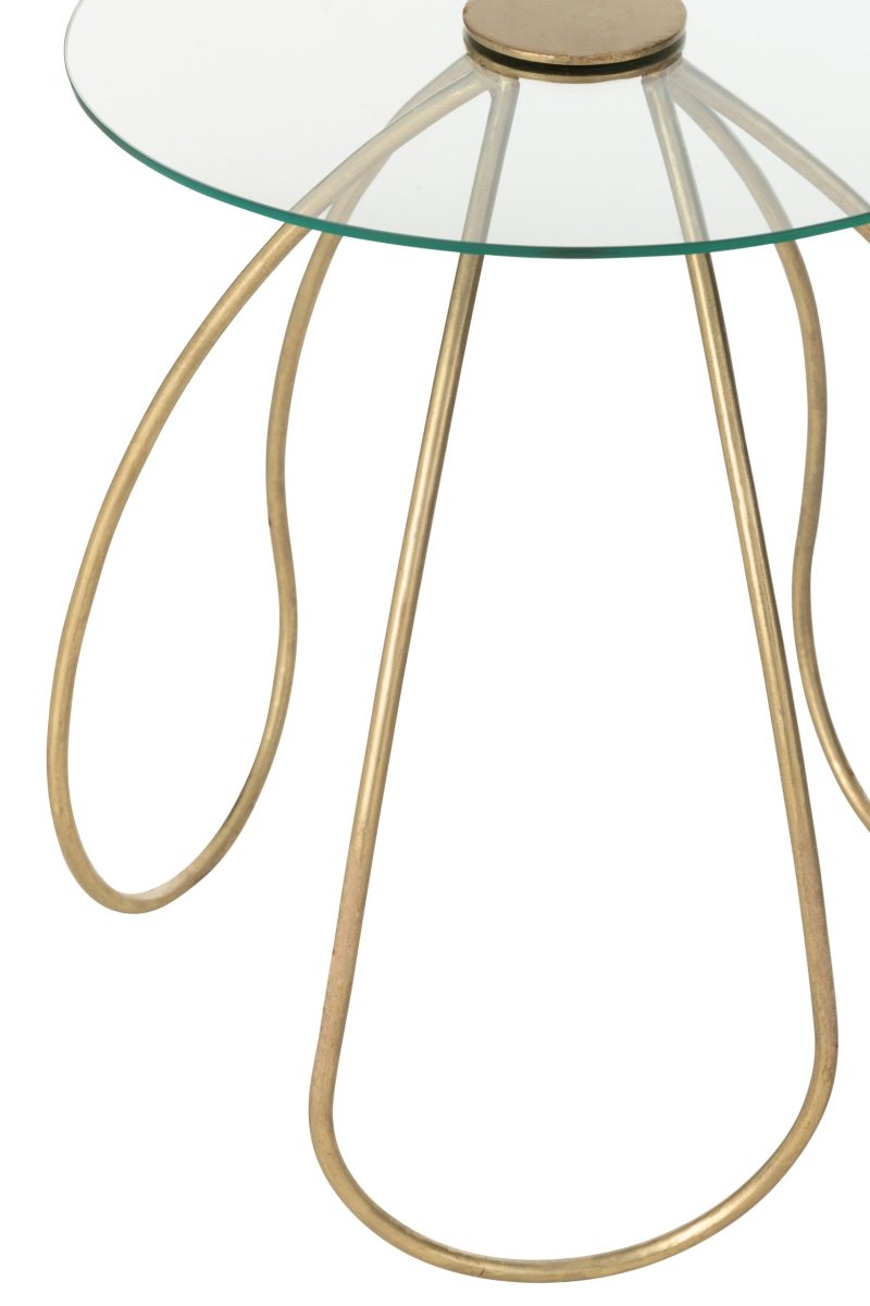 Set 2 table rond metal/verre or - Image 2