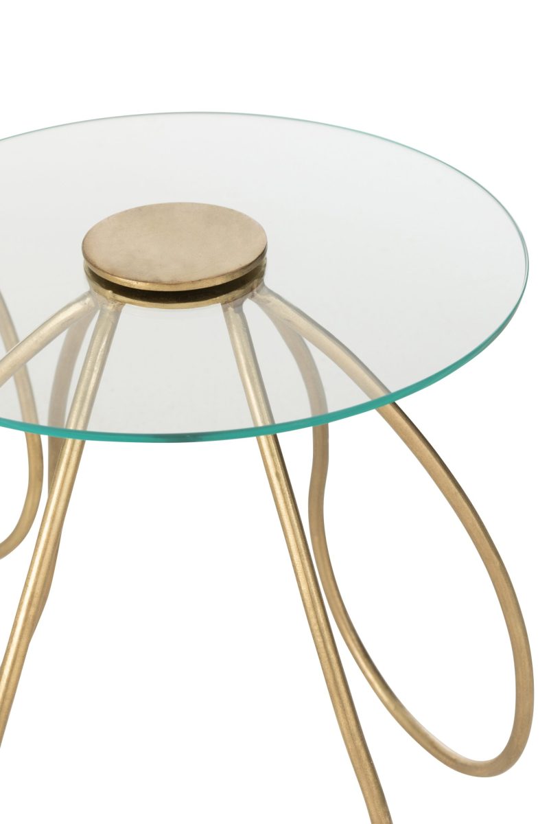 Set 2 table rond metal/verre or - Image 3