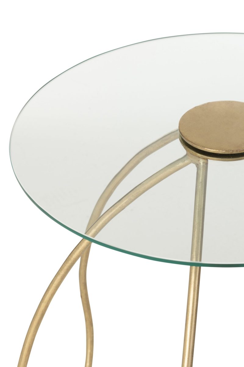Set 2 table rond metal/verre or - Image 4