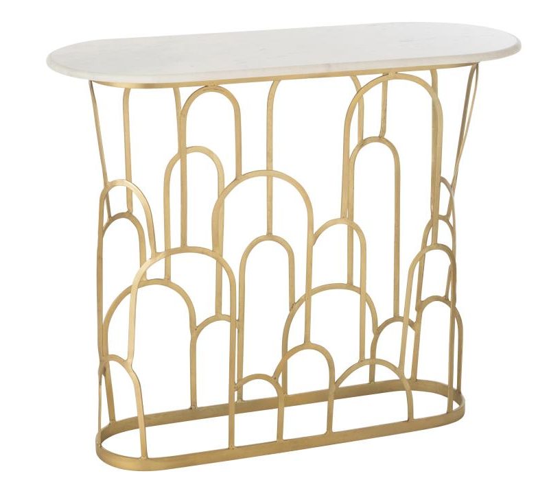 Console metal/marbre or
