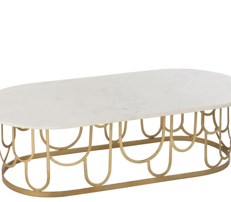 Table basse metal/marbre or