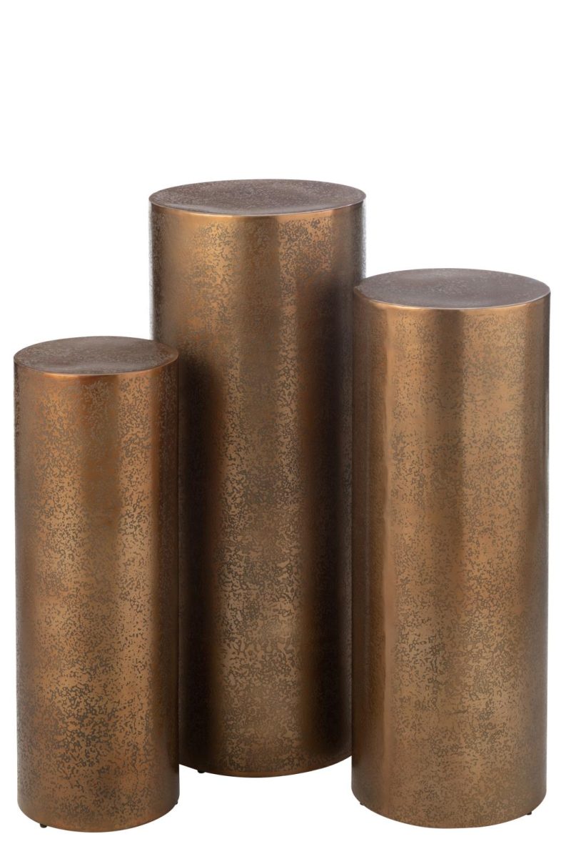 Set de 3 piliers rond metal or