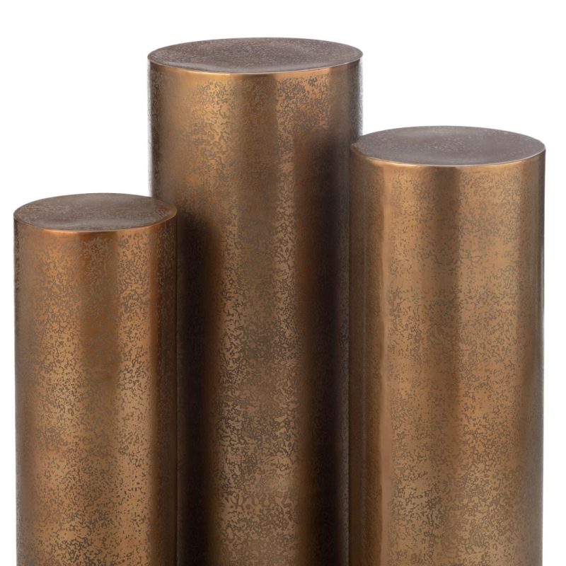 Set de 3 piliers rond metal or