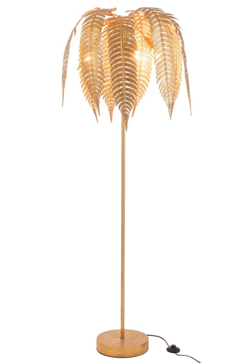Lampe feuilles metal or