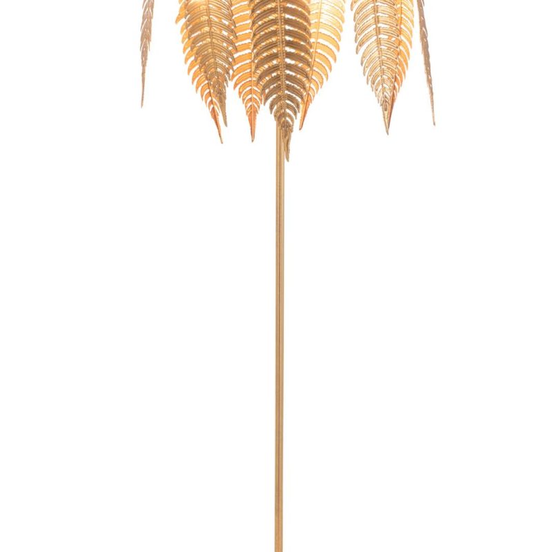 Lampe feuilles metal or