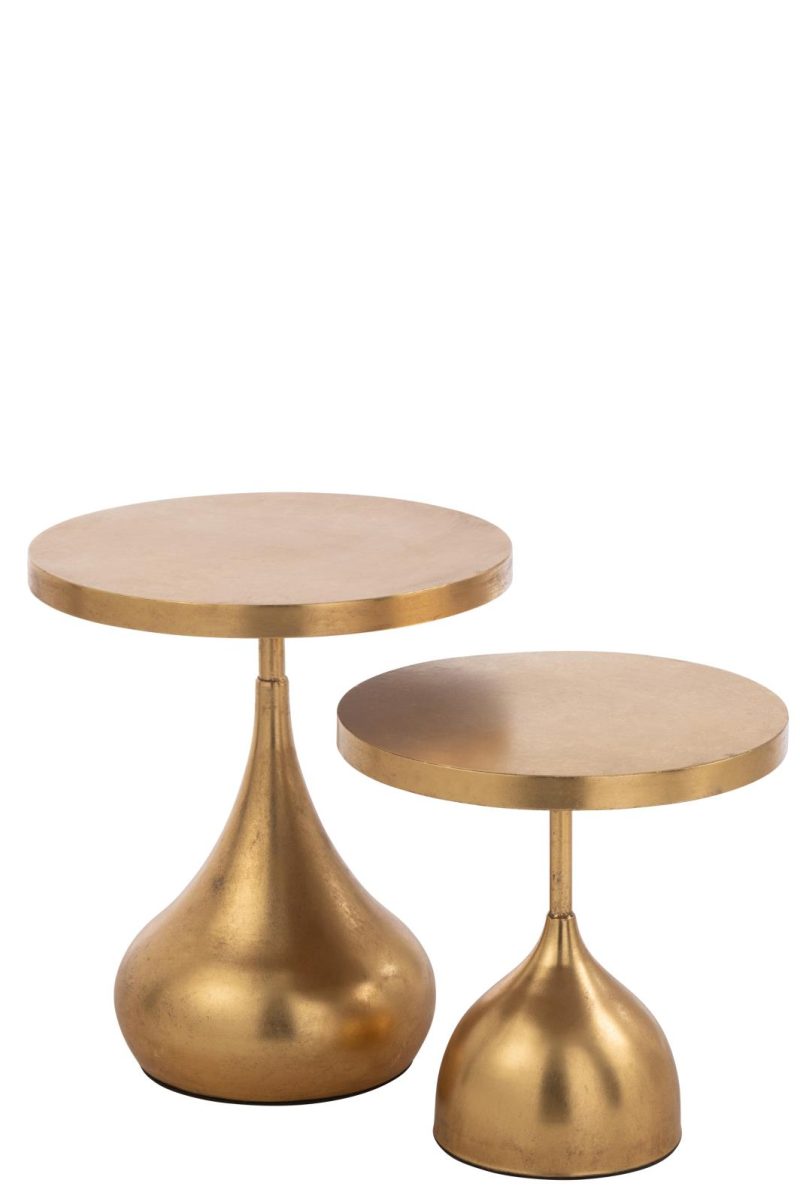 Set de 2 table gigogne goutte metal or