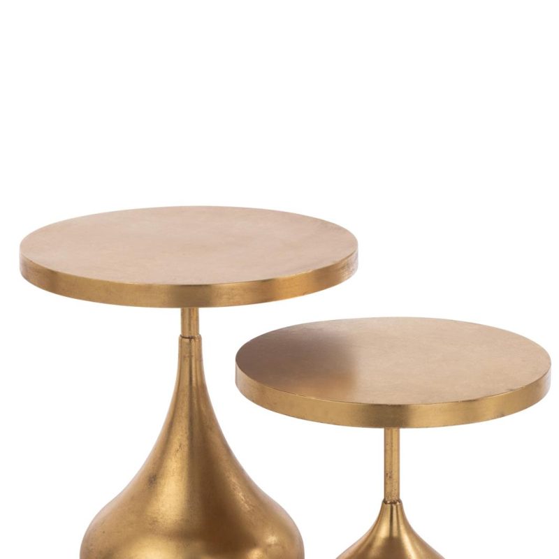 Set de 2 table gigogne goutte metal or