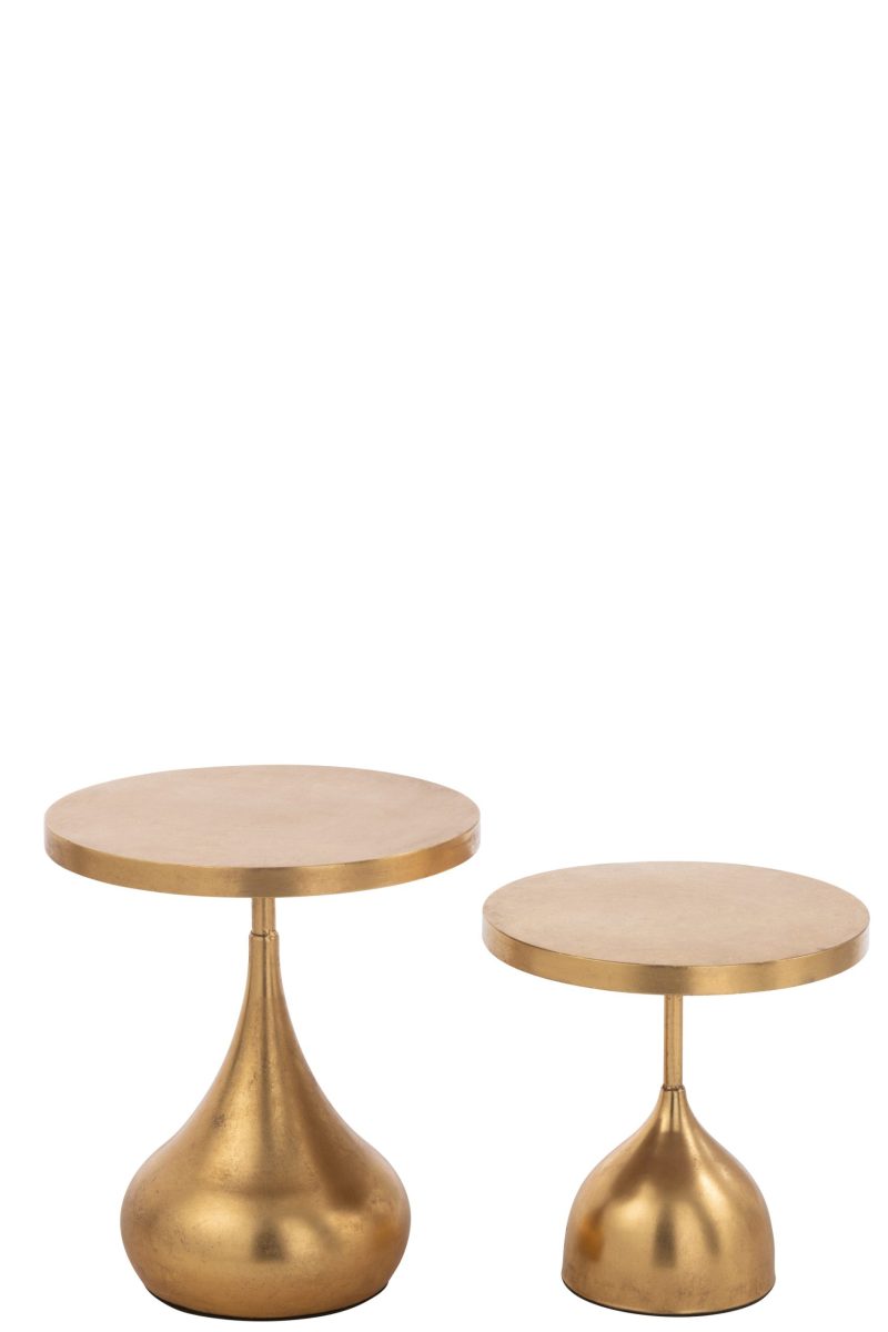 Set de 2 table gigogne goutte metal or - Image 2