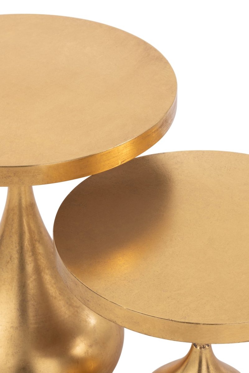 Set de 2 table gigogne goutte metal or - Image 4
