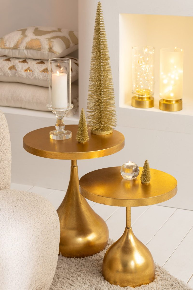 Set de 2 table gigogne goutte metal or - Image 5