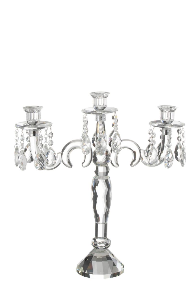 Chandelier 3 branches crystal transparent small