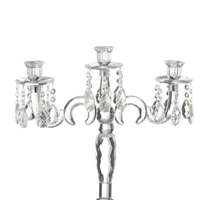 Chandelier 3 branches crystal transparent small