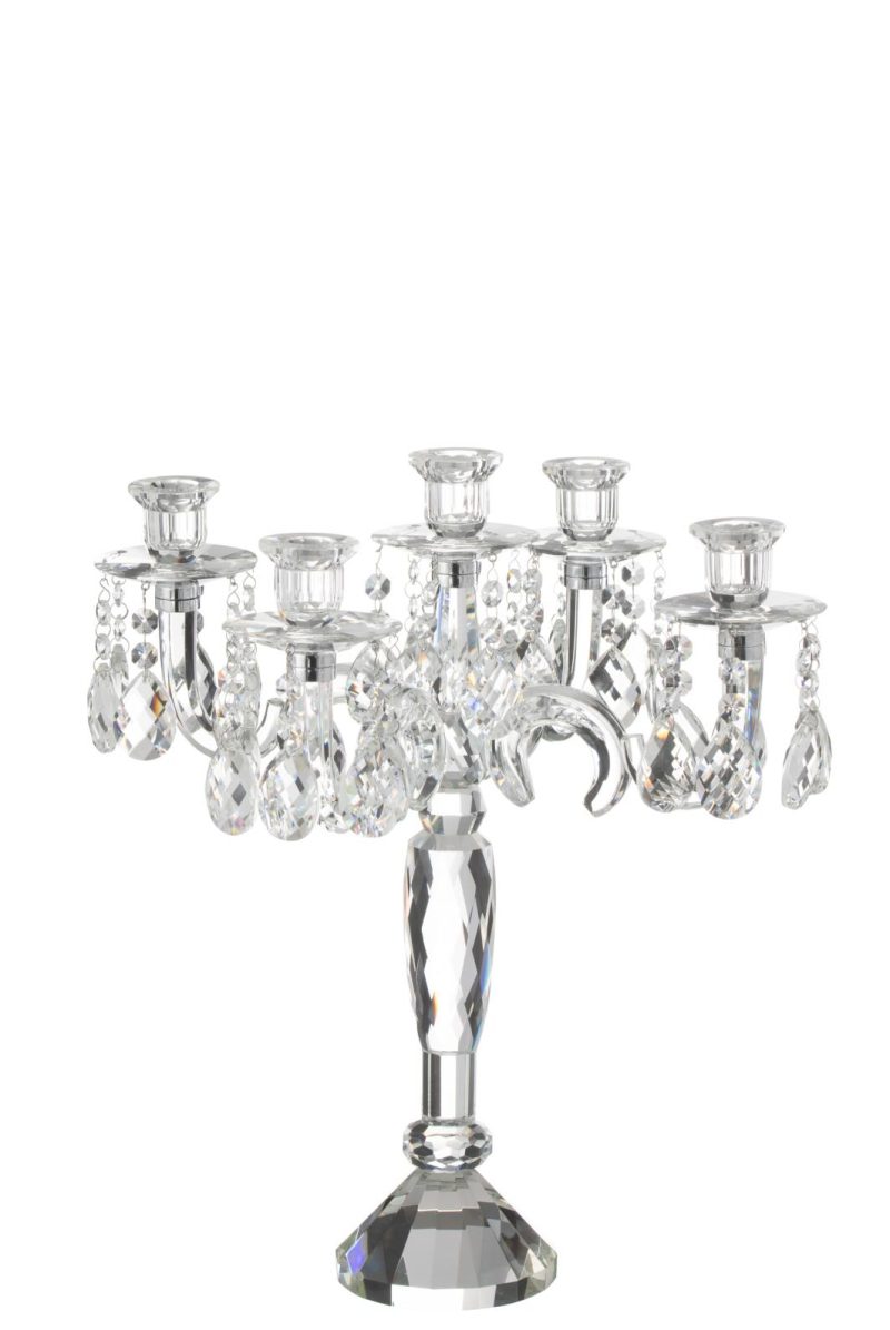 Chandelier 5 branches crystal transparent small