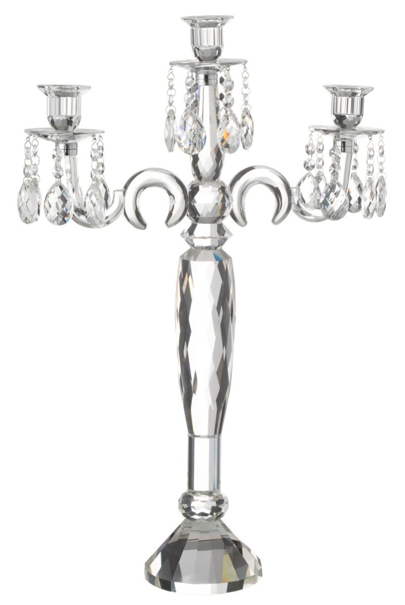 Chandelier 3 branches crystal transparent large