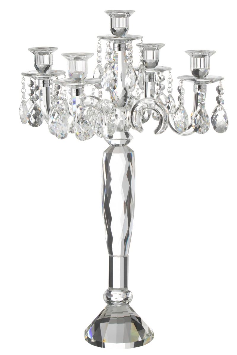 Chandelier 5 branches crystal transparent large
