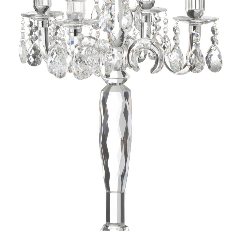 Chandelier 5 branches crystal transparent large