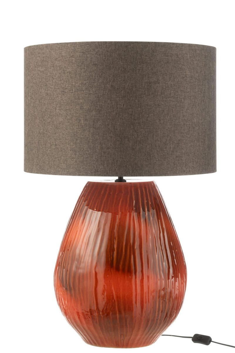 Lampe + abat-jour akane ceramique rouge large - Image 2
