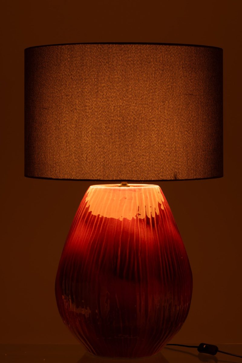 Lampe + abat-jour akane ceramique rouge large - Image 3