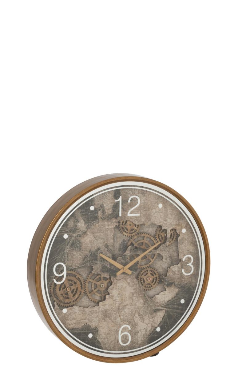 Horloge carte europe mdf or large