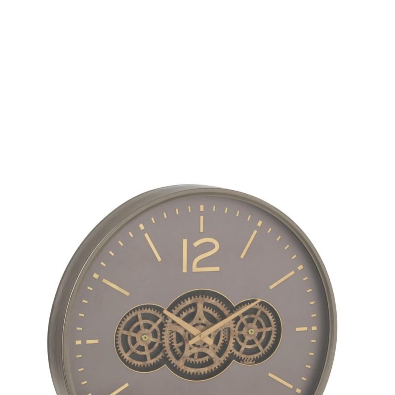 Horloge engrenage mdf gris/or large