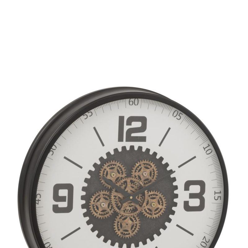 Horloge engrenage mdf noir/blanc large