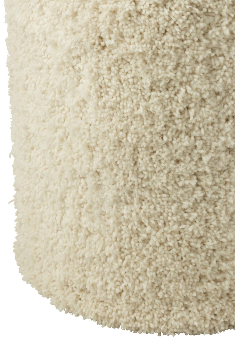 Pouf cylindre duveteux  polyester crème - Image 2