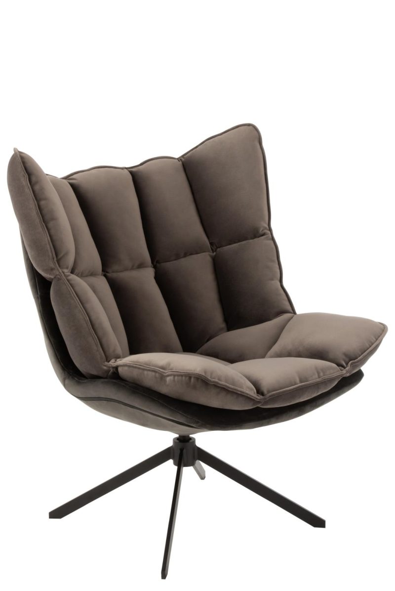 Chaise relax coussin sur pied textile/metal gris
