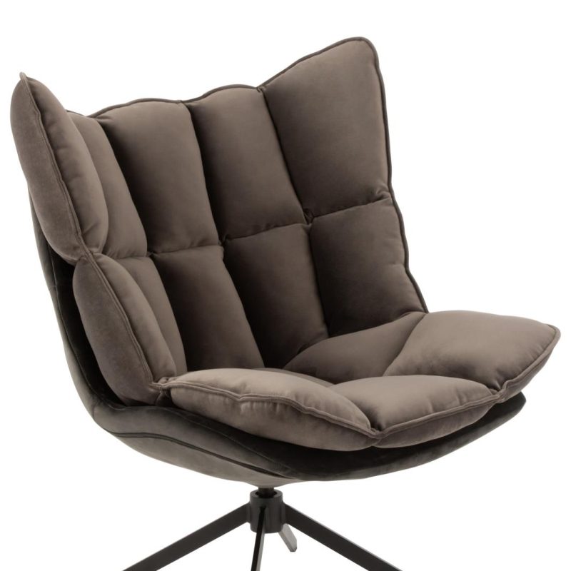 Chaise relax coussin sur pied textile/metal gris