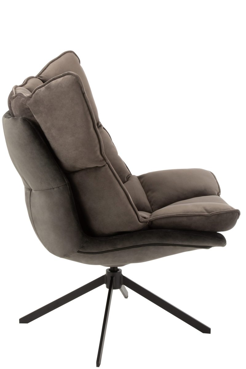 Chaise relax coussin sur pied textile/metal gris - Image 3