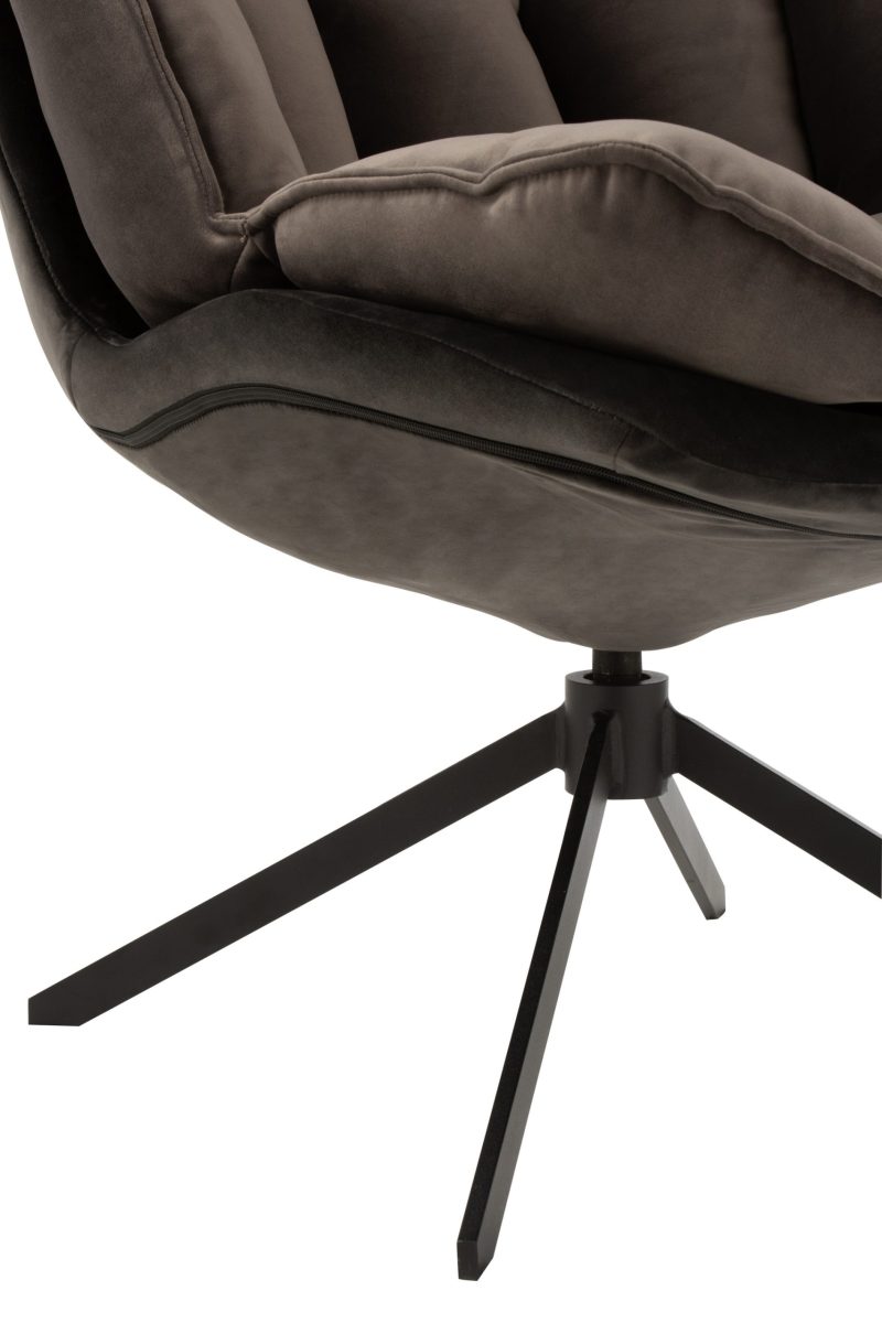 Chaise relax coussin sur pied textile/metal gris - Image 5