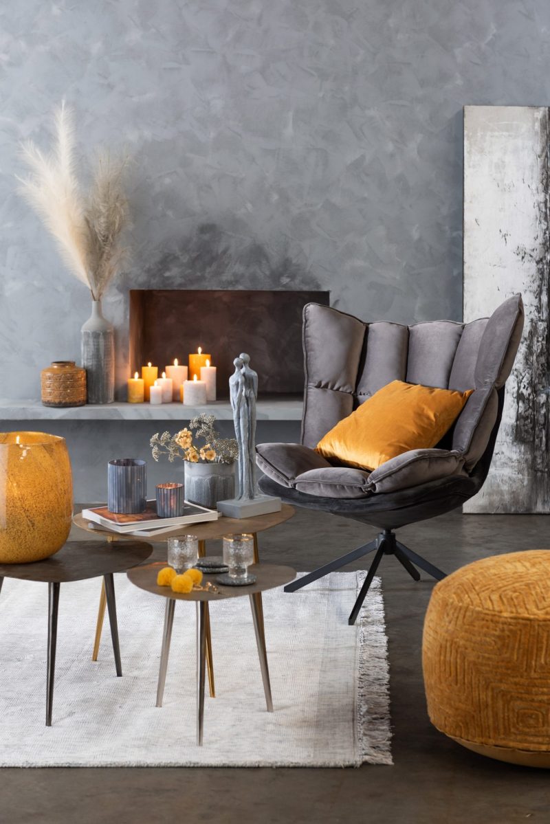 Chaise relax coussin sur pied textile/metal gris - Image 8