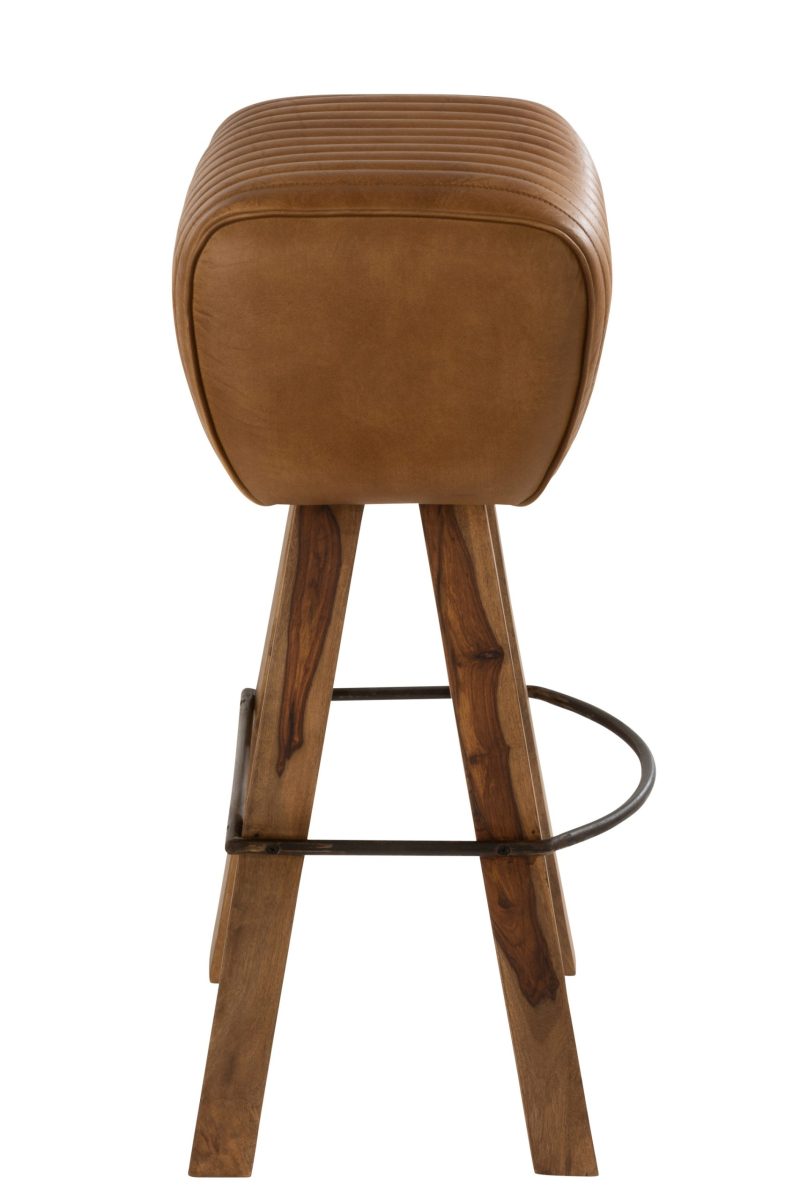 Tabouret gym cuir/bois de mangier camel/naturel - Image 3