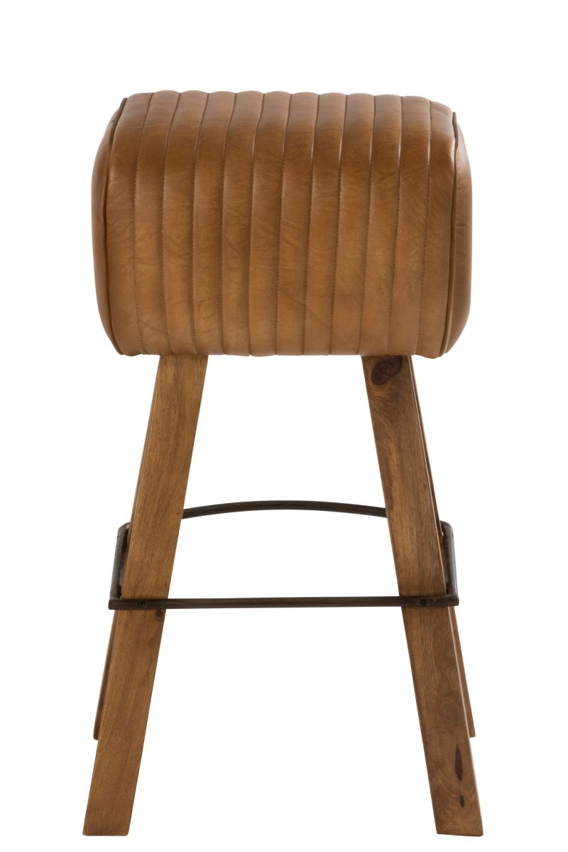 Tabouret gym cuir/bois de mangier camel/naturel - Image 4