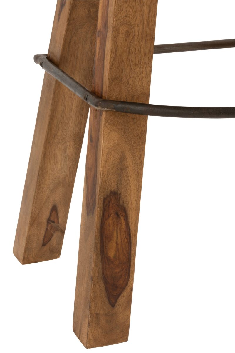 Tabouret gym cuir/bois de mangier camel/naturel - Image 5