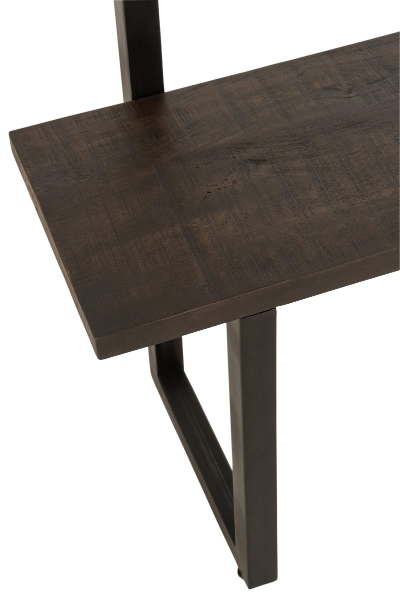 Banc+porte manteau bois de manguier fer brun fonce noir - Image 6
